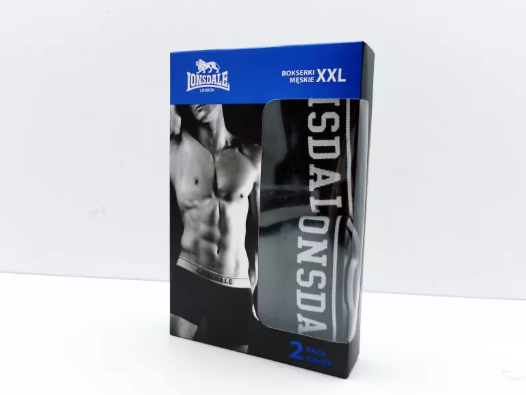 MAJTKI BOKSERKI LONSDALE R. XXL 2-PAK CZARNE SZARE