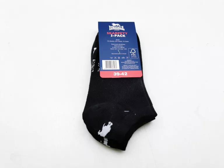 SKARPETY LONSDALE 39-42 CZARNE  3-PAK
