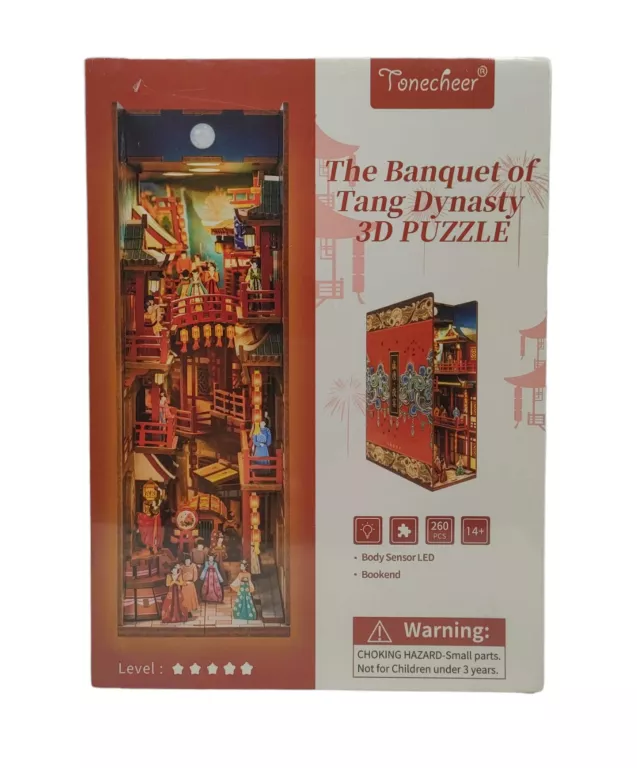 DREWNIANY DOMEK 3D BOOK NOOK BANKIET DYNASTII TANG ZABAWA KSIĄŻKA CHINY