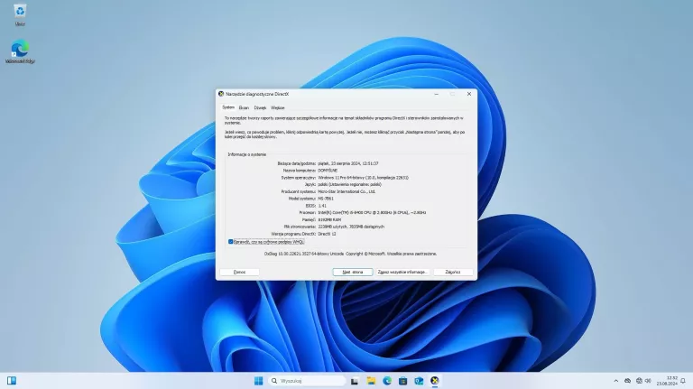 KOMPUTER STACJONARNY MSI I5-8400 GTX 1060 3GB 8GB DDR4 1TB + 128GB SSD