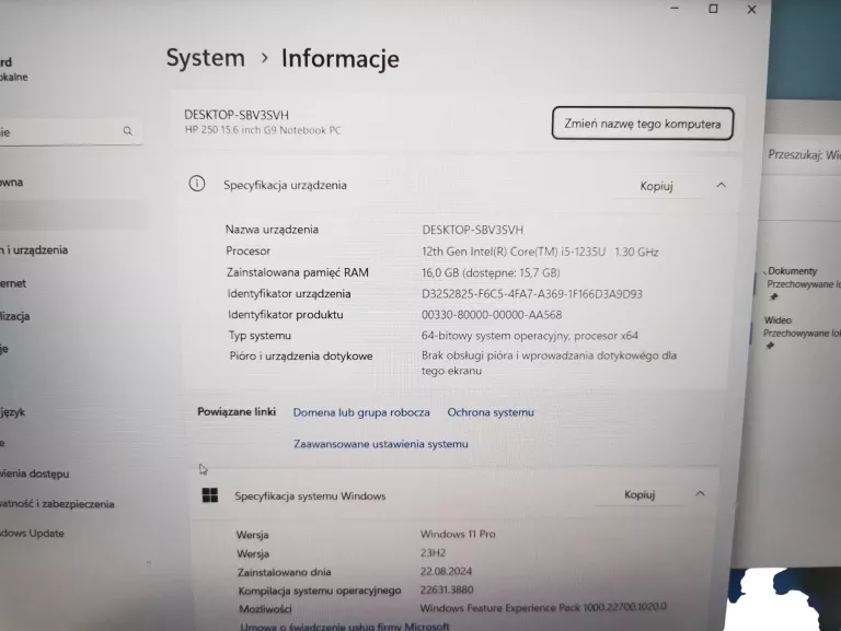 LAPTOP HP 250 G9 15,6" INTEL CORE I5 16 GB / 500 GB, ZAS