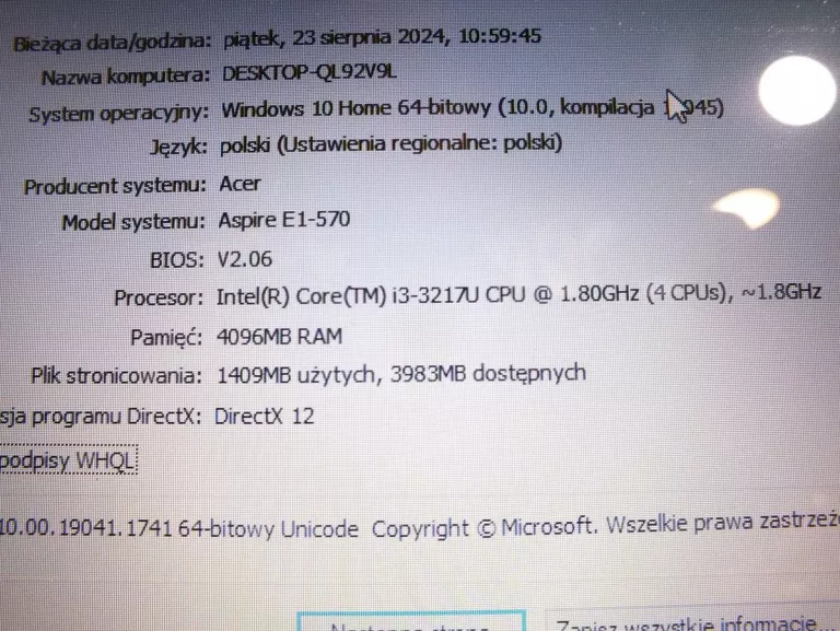 LAPTOP ACER ASPIRE E1-570 I3 4GB RAM 500GB