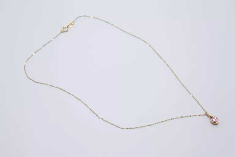 ŚLICZNY ZŁOTY ŁAŃCUSZEK Z ZAWIESZKĄ 9K 375 33CM / DLA DZIECKA / NA ROCZEK