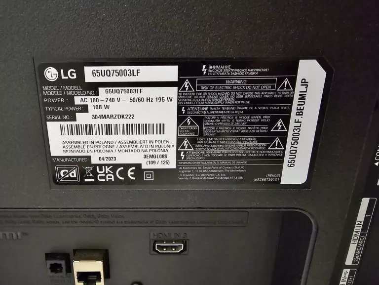 TELEWIZOR LED LG 65UQ75003LF 65 CALI 4K UHD SMART TV WROCŁAW