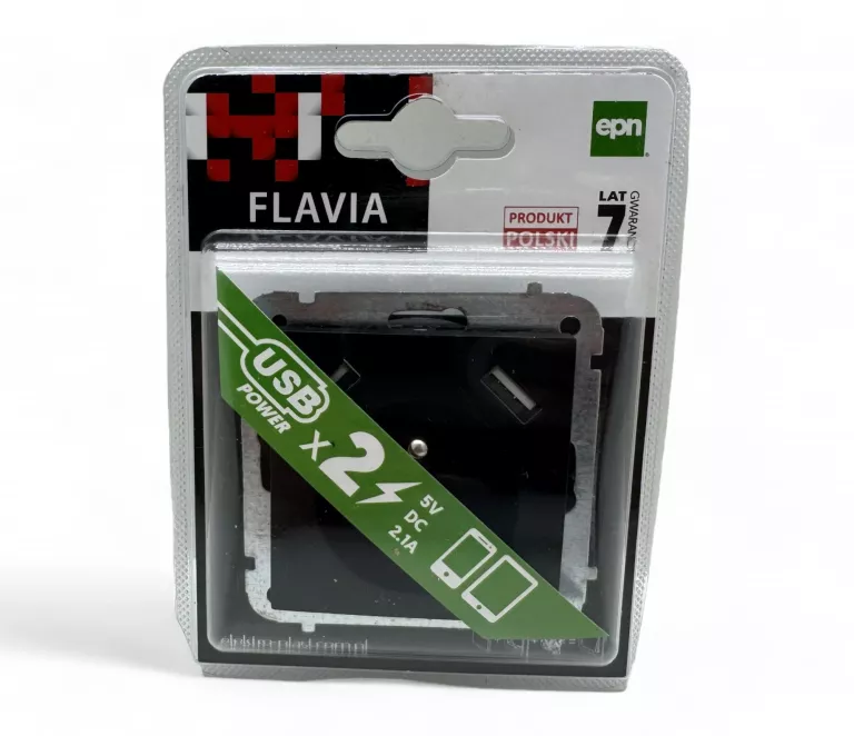 FLAVIA GNIAZDO USB ŚCIENNE ELEKTRO-PLAST CZARNY 2 X USB