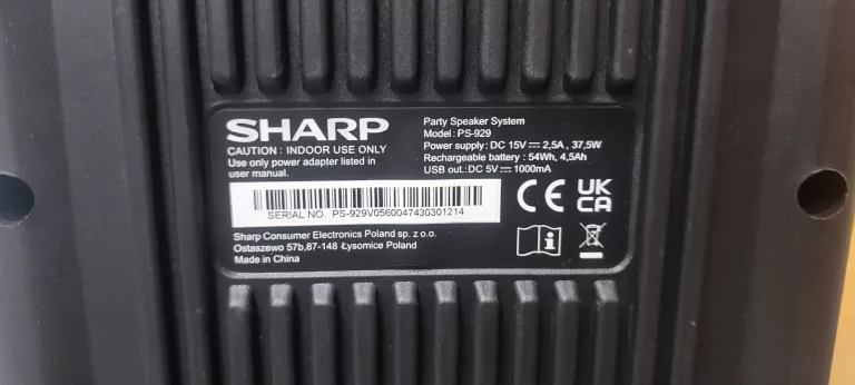 GŁOŚNIK SHARP PARTY SPEAKER PS-929 KOMPLET