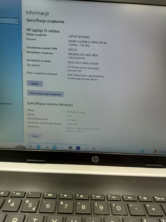 LAPTOP HP 15-DA0015NW + ZASILACZ