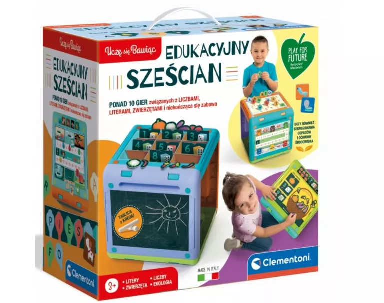EDUKACYJNY SZEŚCIAN 10 GIER EDUKACYJNYCH UCZY I BAWI CLEMENTONI