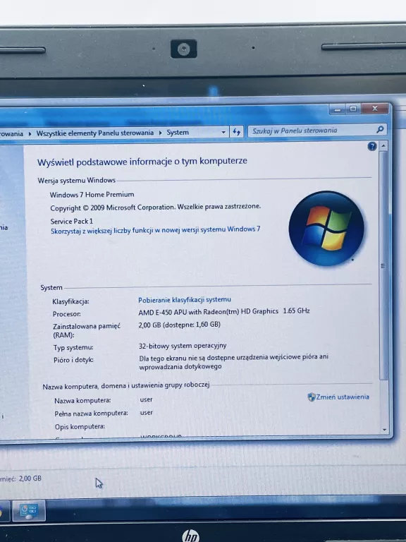 LAPTOP HP 635 /WIN7/DYSK 320 GB/2GB RAM