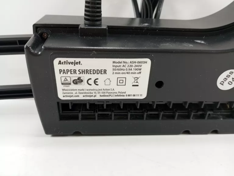 NISZCZARKA DO PAPIERU ACTIVEJET ASH-0603H