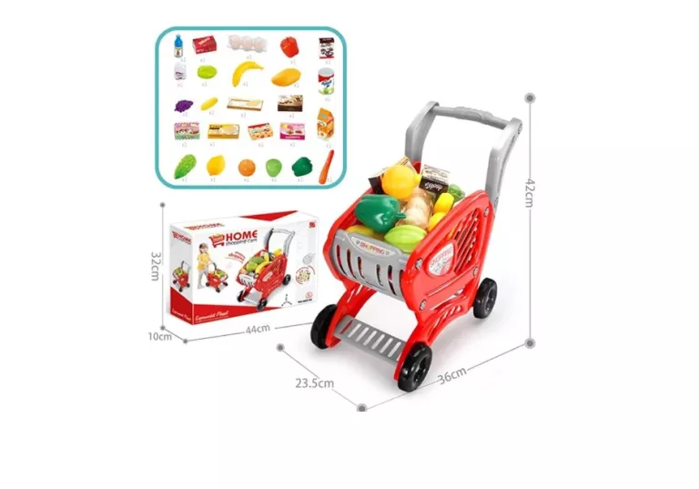 ZABAWKOWY KOSZYK WÓZEK NA ZAKUPY ZABAWA W SUPERMARKET