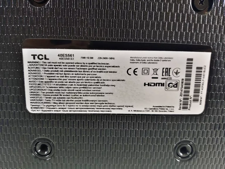 TELEWIZOR TCL 40'' SMART TV 40ES561 + PILOT