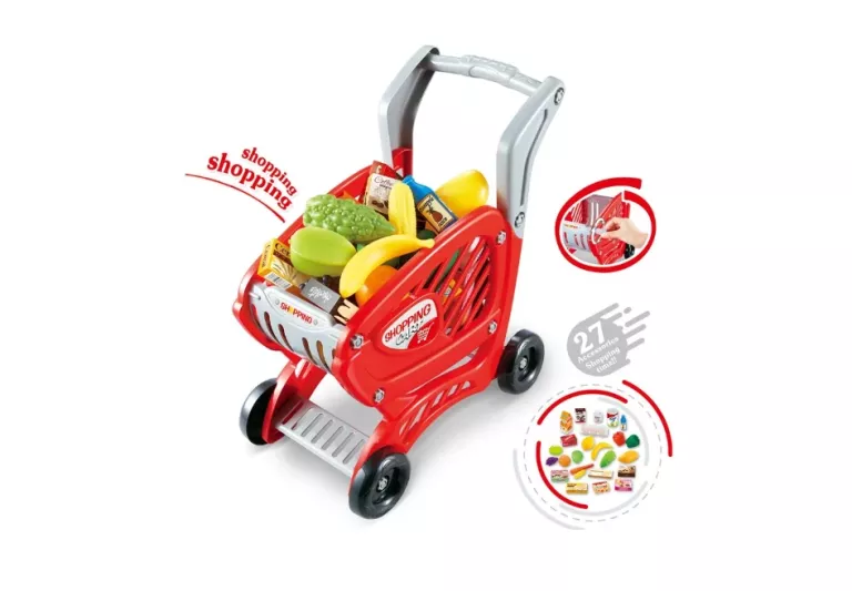 ZABAWKOWY KOSZYK WÓZEK NA ZAKUPY ZABAWA W SUPERMARKET