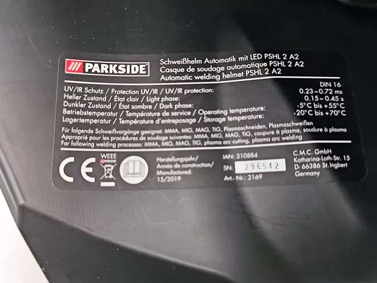 SPAWARKA POWERMAT PM-MMA-260SN + MASKA PARKSIDE PSHL 2 A2 + MAGNESY