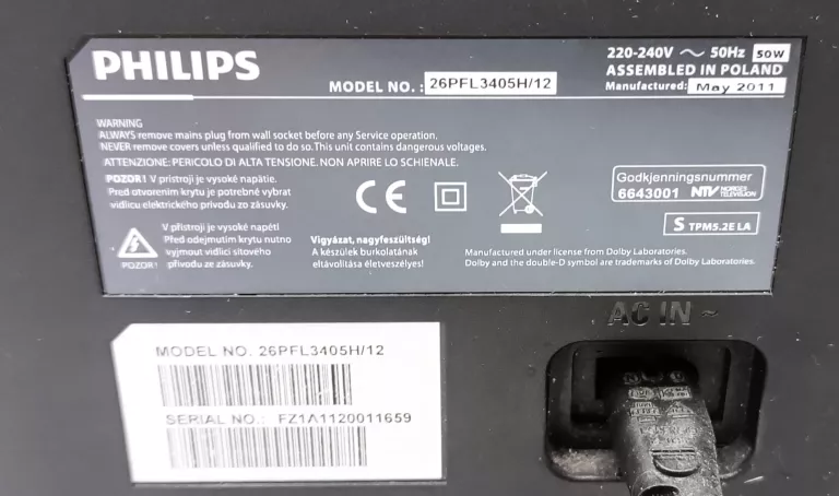 TELEWIZOR PHILIPS 26PFL3405H/12