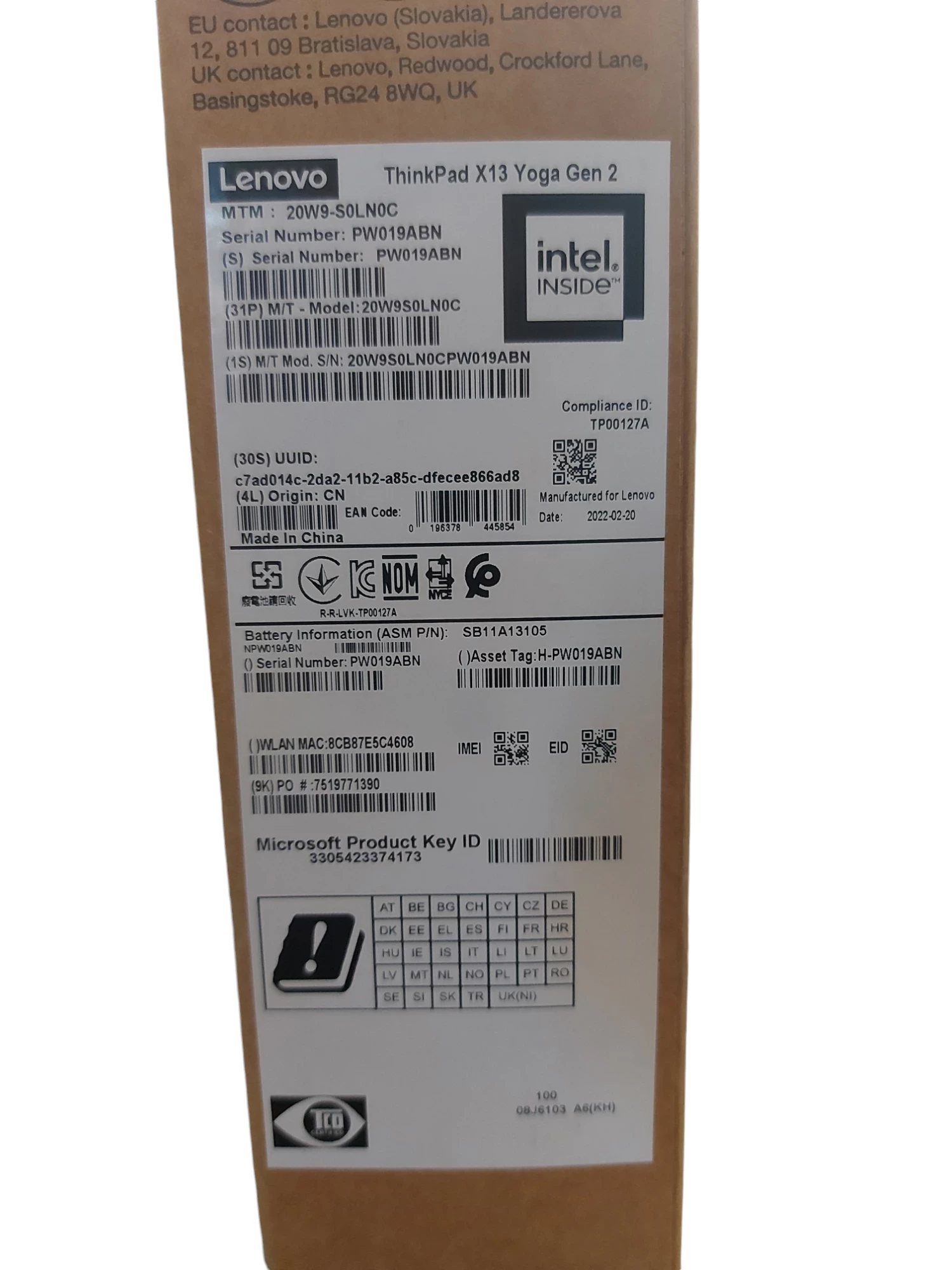 laptop-thinkpad-x13-yoga-gen-2-16256gb-i5-11457-komplet-ean-gtin-196378445854
