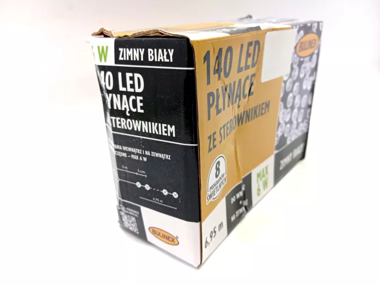 LAMPKI ŚWIĄTECZNE 140 LED PŁYNĄCE 6,95M ZIMNY BIAŁY