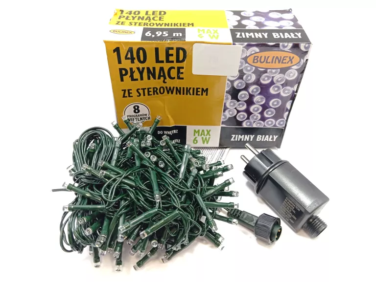 LAMPKI ŚWIĄTECZNE 140 LED PŁYNĄCE 6,95M ZIMNY BIAŁY