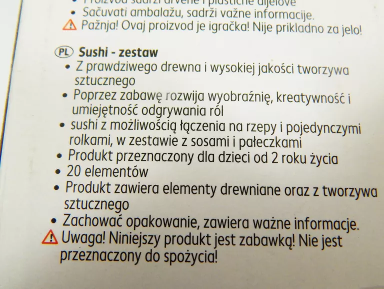 DREWNIANY ZESTAW DO SUSHI PLAYTIVE ZESTAW Z DREWNA