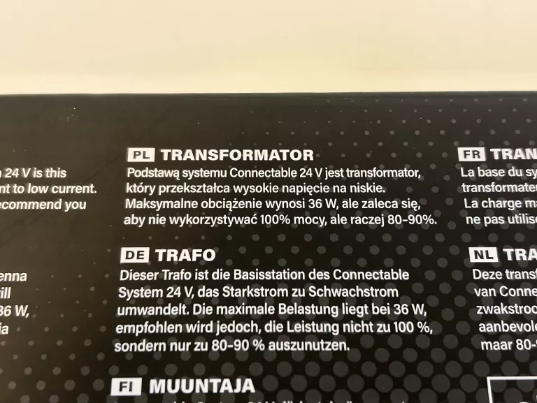 TRANSFORMATOR CONNECTABLE SYSTEM 24 V IP44 PUDEŁKO