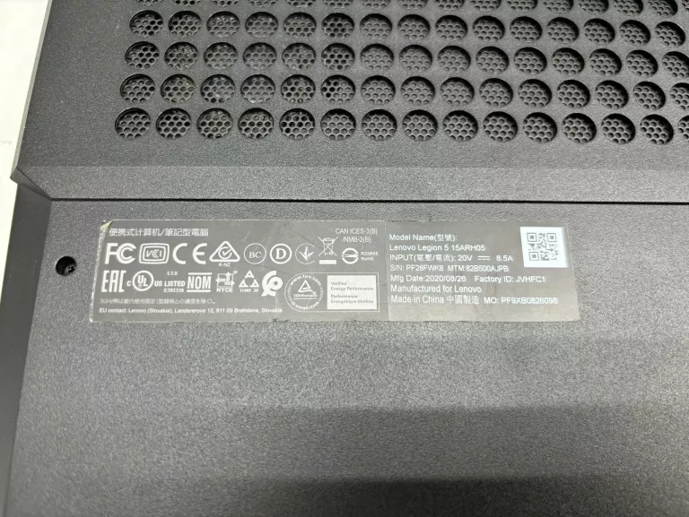 LENOVO LEGION 5 15ARH05 RYZEN 5-4600H 8GB 500GB W10 GTX1650