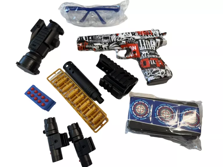 PISTOLET ZABAWKA ZESTAW AKCESORIÓW