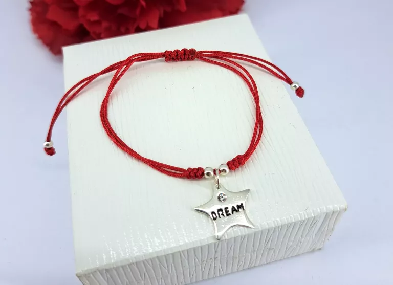 BRANSOLETKA SZNURKOWA GWIAZDA SREBRO P925