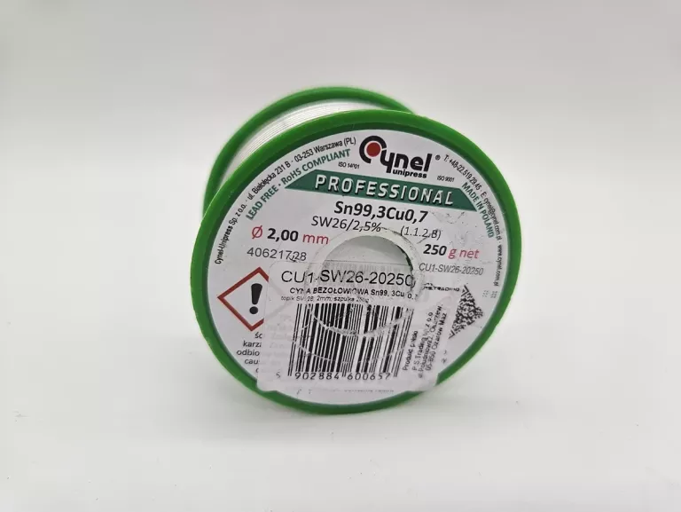 SPOIWO LUTOWNICZE BEZOŁOWIOWE CYNEL 2,0 MM 250 G
