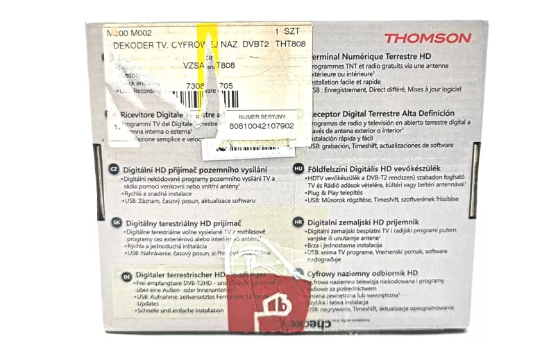 THOMSON DEKODER DVB-T2+ ANTENA POKOJOWA LBO180