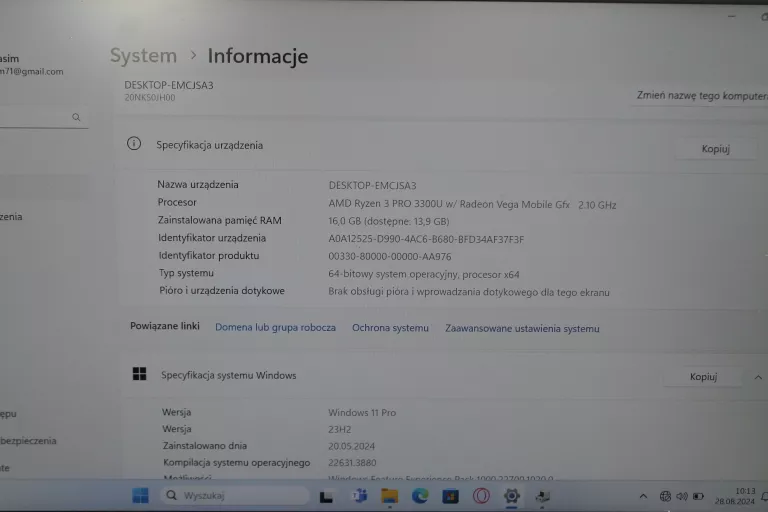 LAPTOP LENOVO THINKPAD T495 RYZEN 3 PRO /16GB RAM / 512 GB SSD