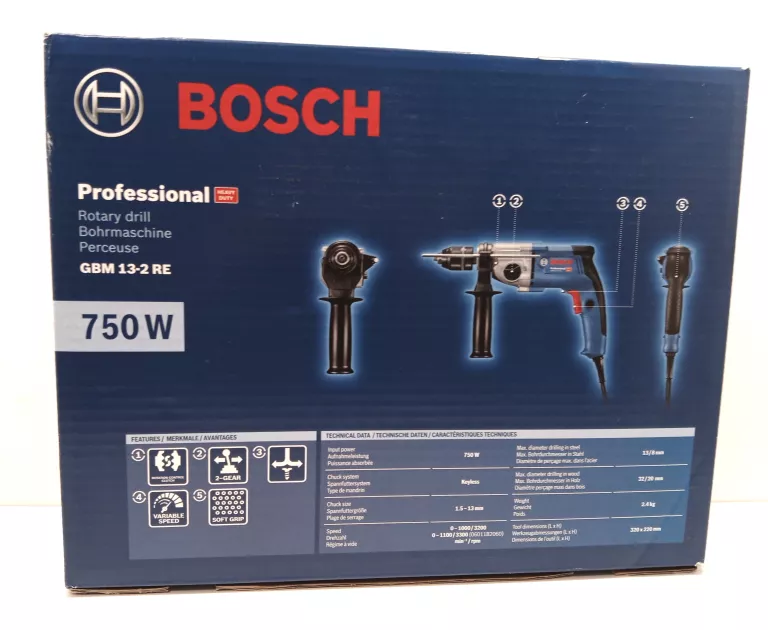 WIERTARKA BOSCH GBM 13-2 RE PROFESSIONAL 750W