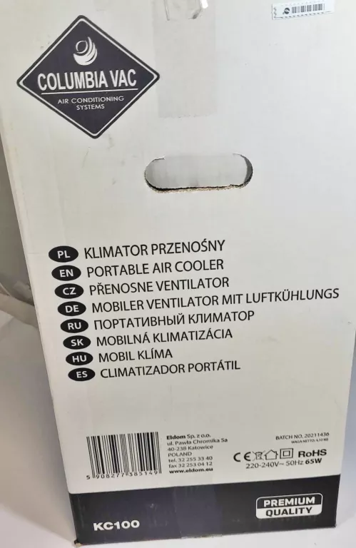 KLIMATOR COLUMBIA VAC KC100 65 W @OKAZJA
