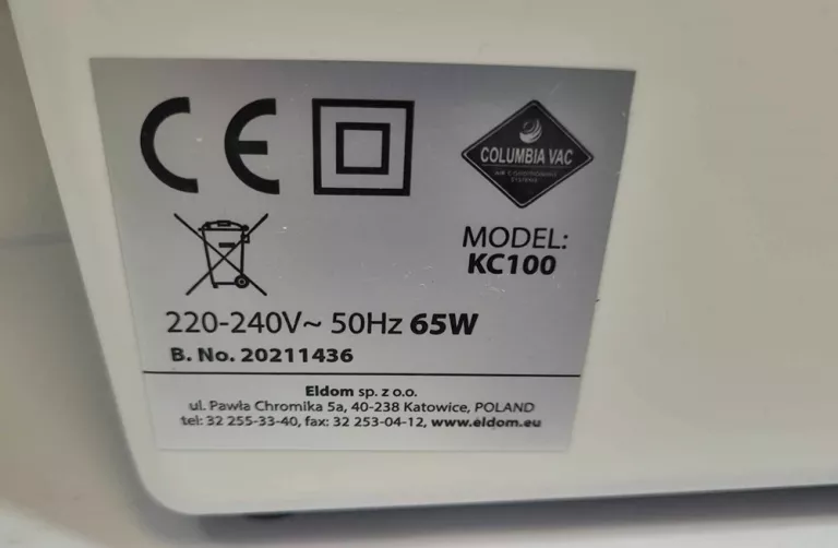 KLIMATOR COLUMBIA VAC KC100 65 W @OKAZJA