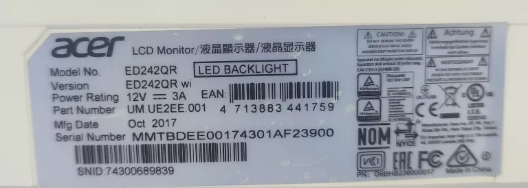 MONITOR ACER ED242QR