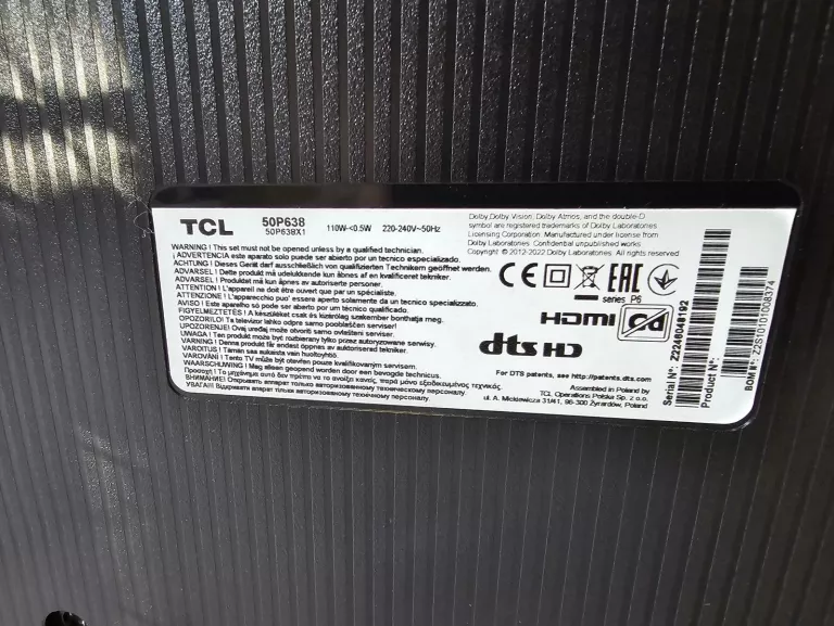 TELEWIZOR TCL 50P638 50" LED 4K UHD GOOGLE TV WROCŁAW