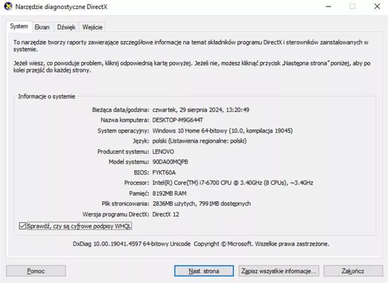 ZESTAW KOMPUTEROWY LENOVO I7 6700 8GB RAM/1 TB GTX 750 TI + PERYFERIA