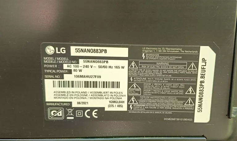 TELEWIZOR LG 55NANO883PB 55" WEBOS SMART TV 4K WIFI