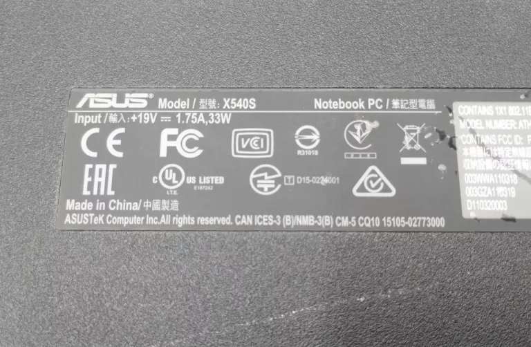 LAPTOP ASUS X540S ZAS
