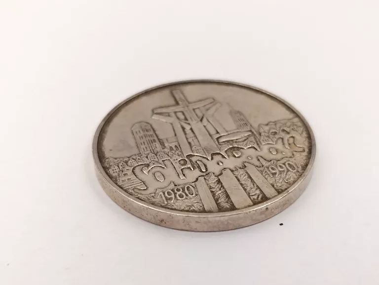 SREBRNA MONETA SOLIDARNOŚĆ 1980-1990 100.000ZŁ UNCJA 999