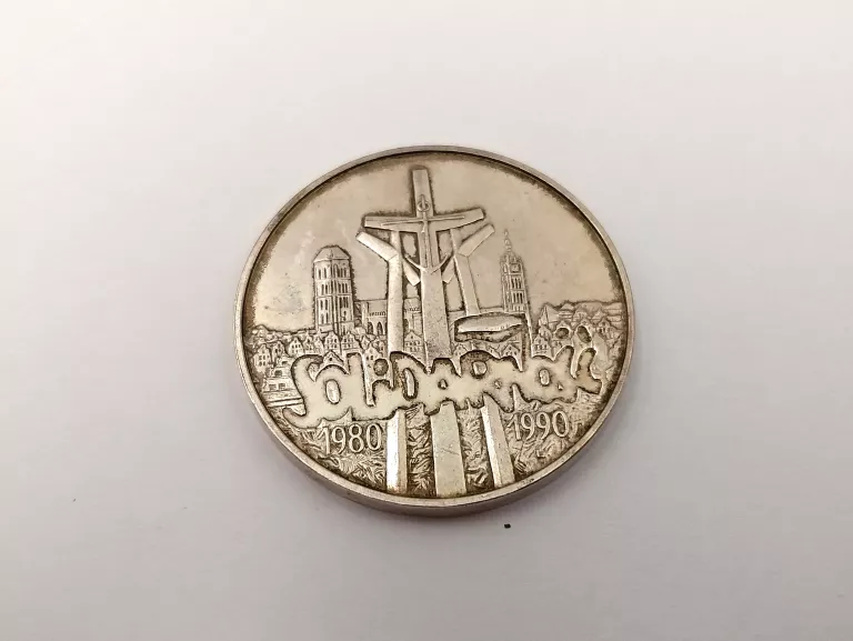 SREBRNA MONETA SOLIDARNOŚĆ 1980-1990 100.000ZŁ UNCJA 999