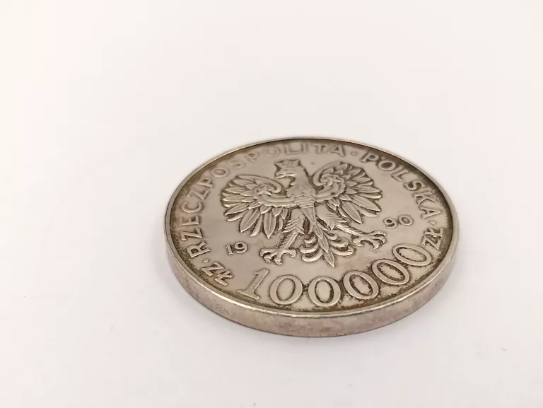 SREBRNA MONETA SOLIDARNOŚĆ 1980-1990 100.000ZŁ UNCJA 999