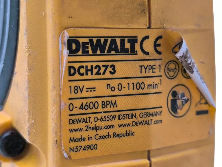 MŁOTOWIERTARKA DEWALT DCH273 18V + AKU 5.0AH + ŁADOWARKA
