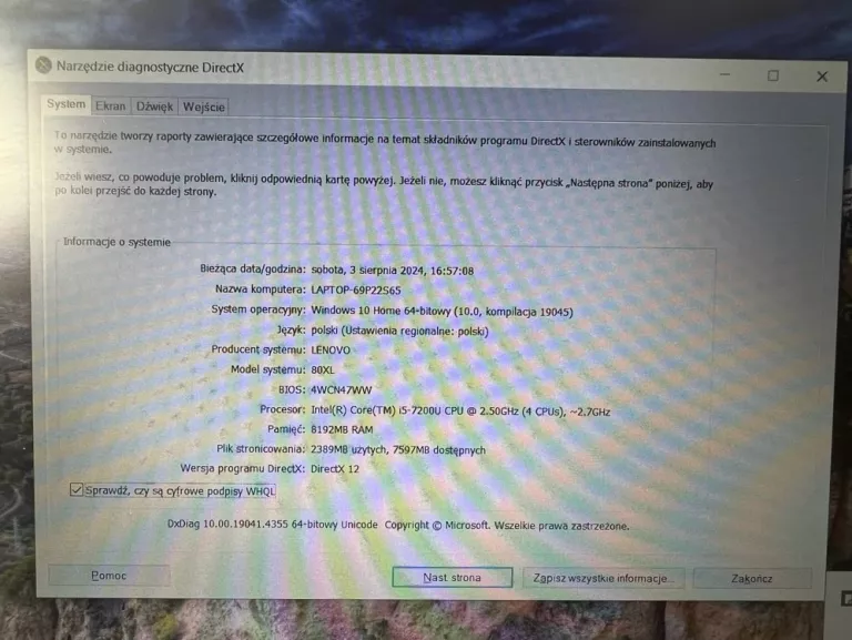 LENOVO IDEAPAD 320-15IKB I5-8250U 15,6"INTEL CORE I5 8GB/128GB SSD+ZASILAC