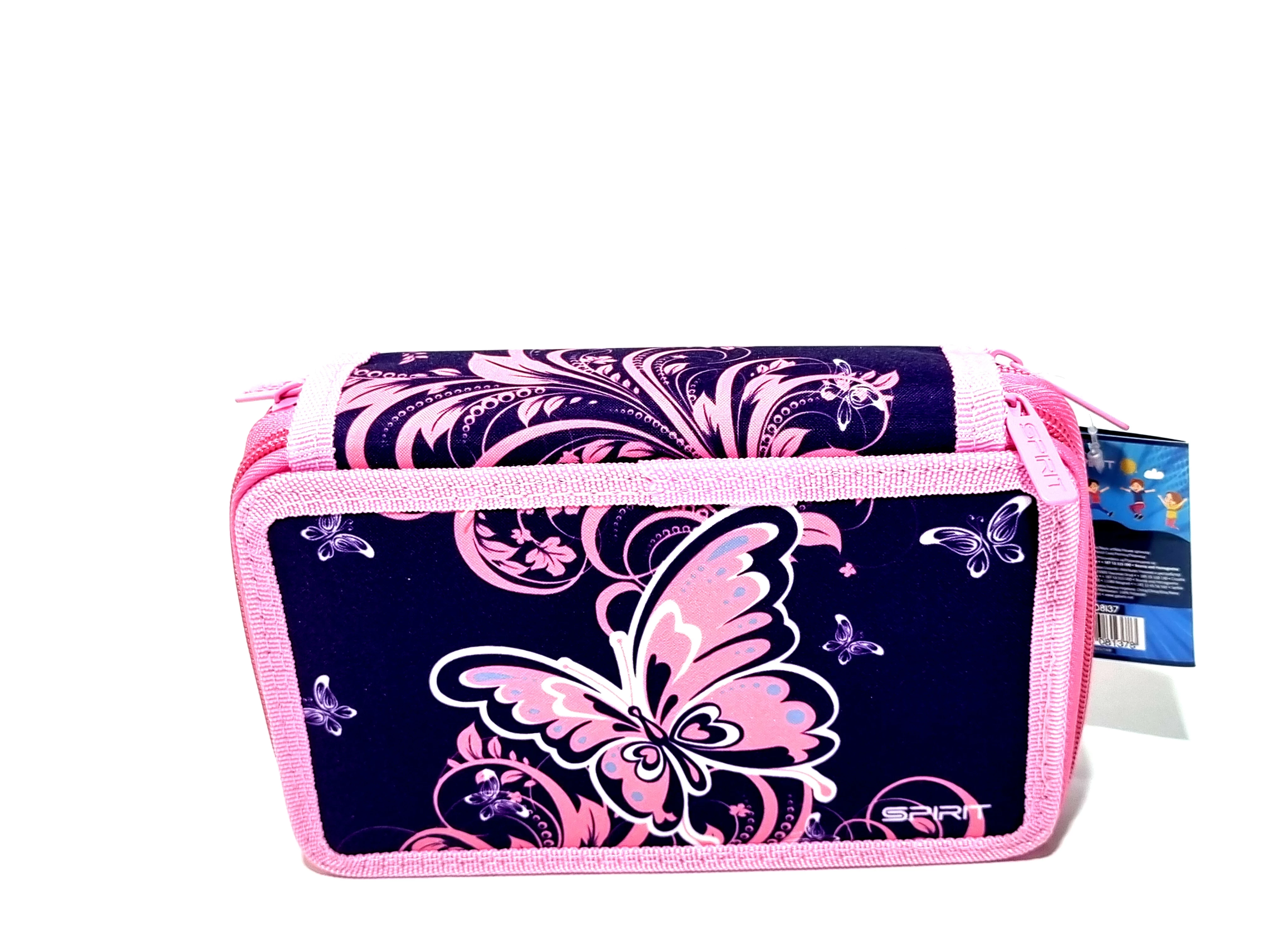 piornik-szkolny-spirit-trojkomorowy-z-wyposazeniem-28-sztuk-motyl-rozowy-kod-producenta-408137