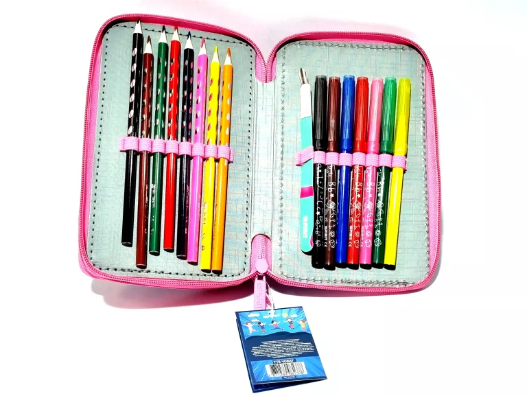 piornik-szkolny-spirit-trojkomorowy-z-wyposazeniem-28-sztuk-motyl-rozowy-glogowska-91a-poznan