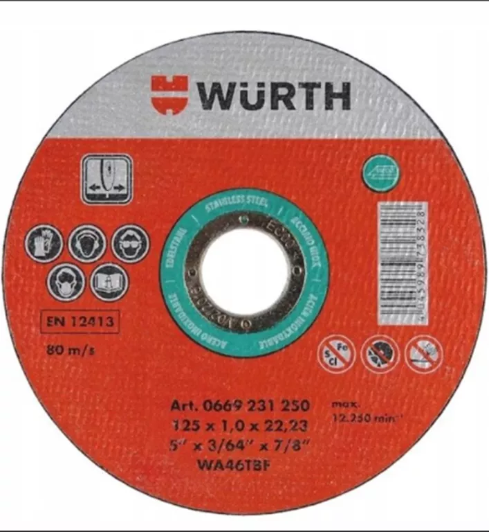 WURTH TARCZA DO CIĘCIA METALU / STALI A2 125X1 19SZT