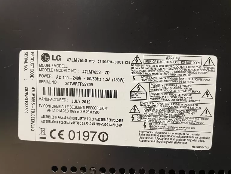 TELEWIZOR LG 47LM765S 47" FULL HD DVB-S2
