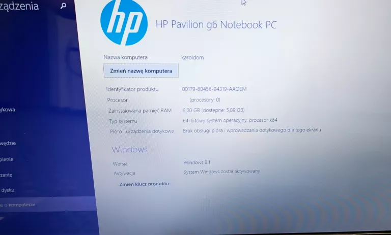 LAPTOP HP PAVILION G6 INTEL CORE I3 6/750GB