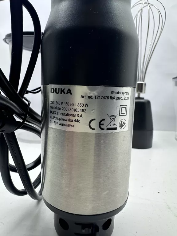 DUKA BOJE 850W BLENDER RĘCZNY Z AKCESORIAMI CZARNY