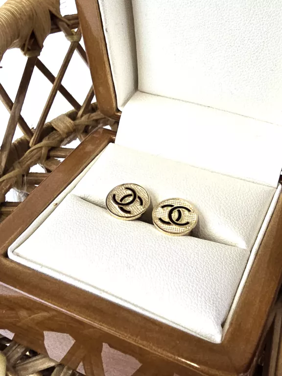 ZŁOTO KOLCZYKI CHANEL OKRĄGŁE 14K 1.75